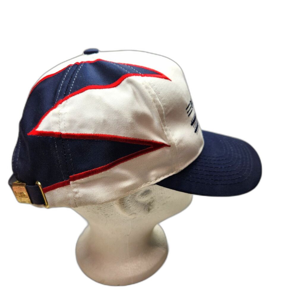Vintage Men's The Railroad Hat Cap Shark's Tooth Blue Leather Strap Back
